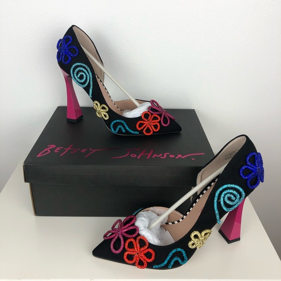Betsey Johnson Kimara Rhinestone Doodle Embellished Pump Artistic Heels - Picture 2 of 13